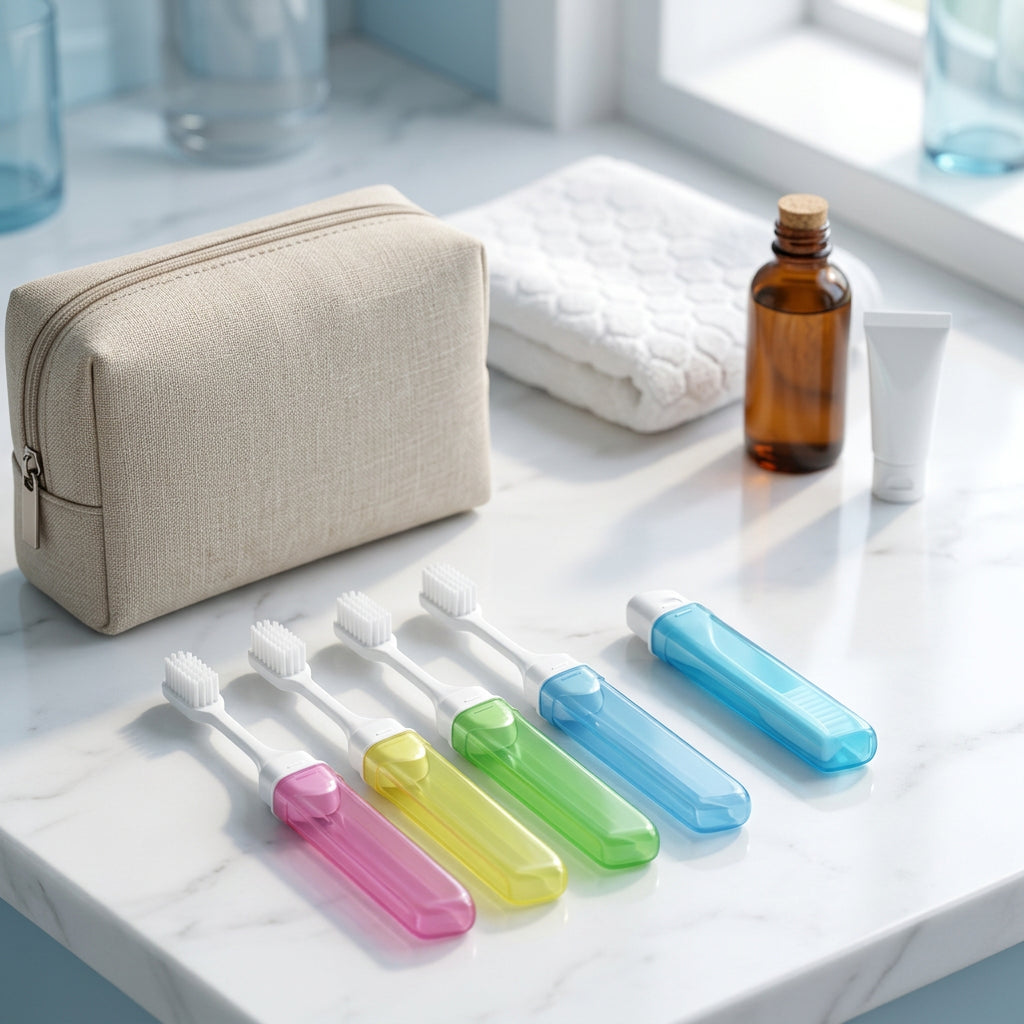 Foldable travel toothbrush candy colours pocket-size compact dental brush Australia