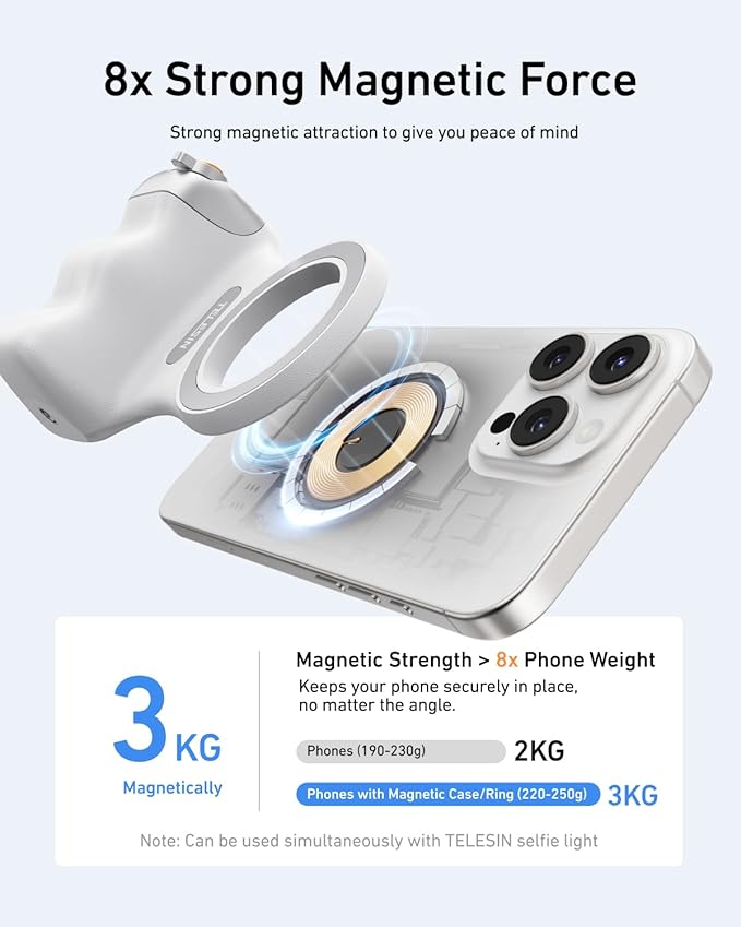 Phone case with magnetic attraction feature on a white background