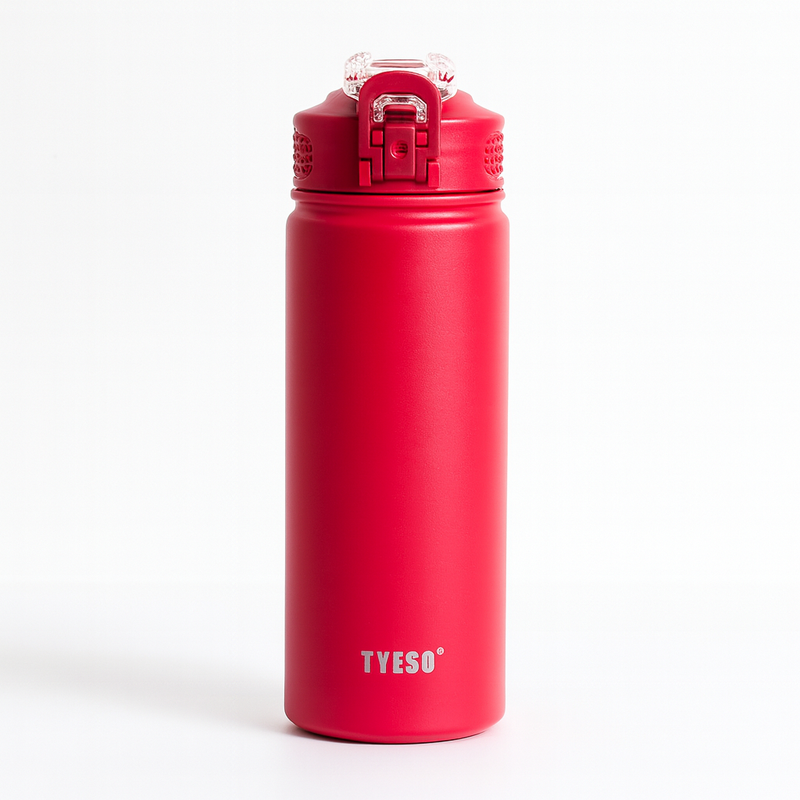 Lifestyle photo of a traveller using the HydraFlow Steel Bottle on the go - travel essentials