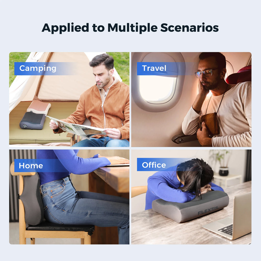 TravelEase™ Ergonomic Inflatable Pillow – size comparison