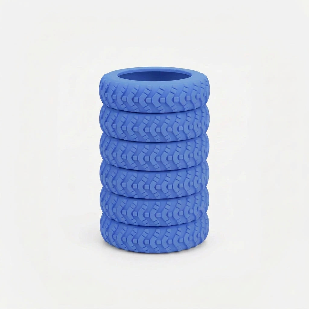 Blue silicone luggage wheel protectors, covers for 50-60mm spinner suitcase wheels