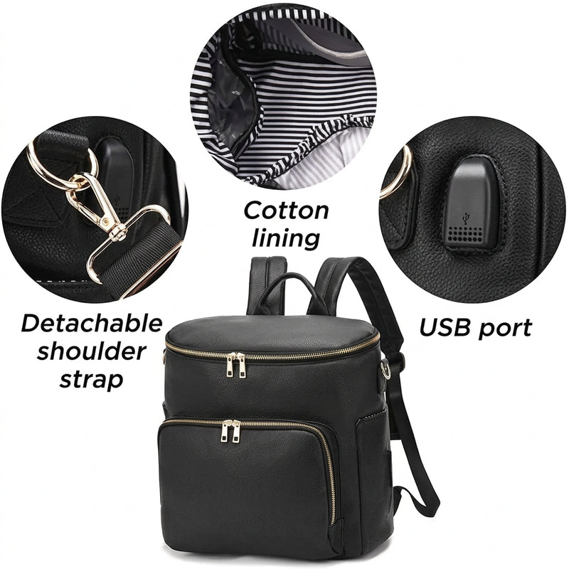 MommyLuxe diaper bag close-up waterproof wet pocket changing pad