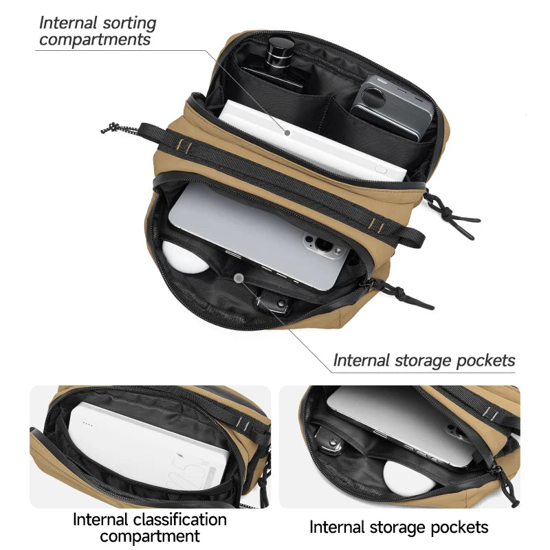 PeakCarry travel crossbody pack detail magnetic closure anti-theft pocket