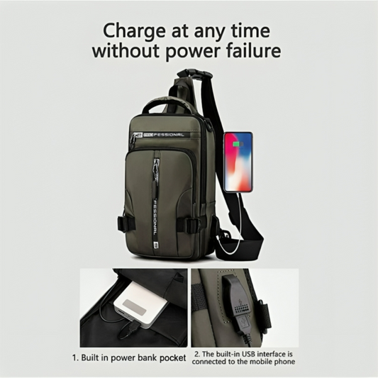 Anti-theft Chest Shoulder Backpack USB Port Bag