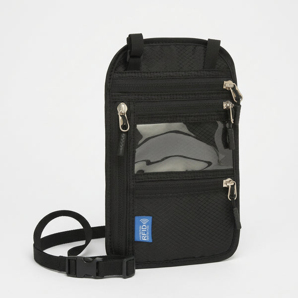 RFID Neck Wallet with 5 Zip Pockets | SecurePass™