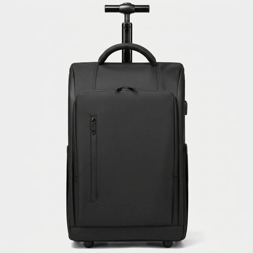 RollTech™ Travel Backpack – open showing storage