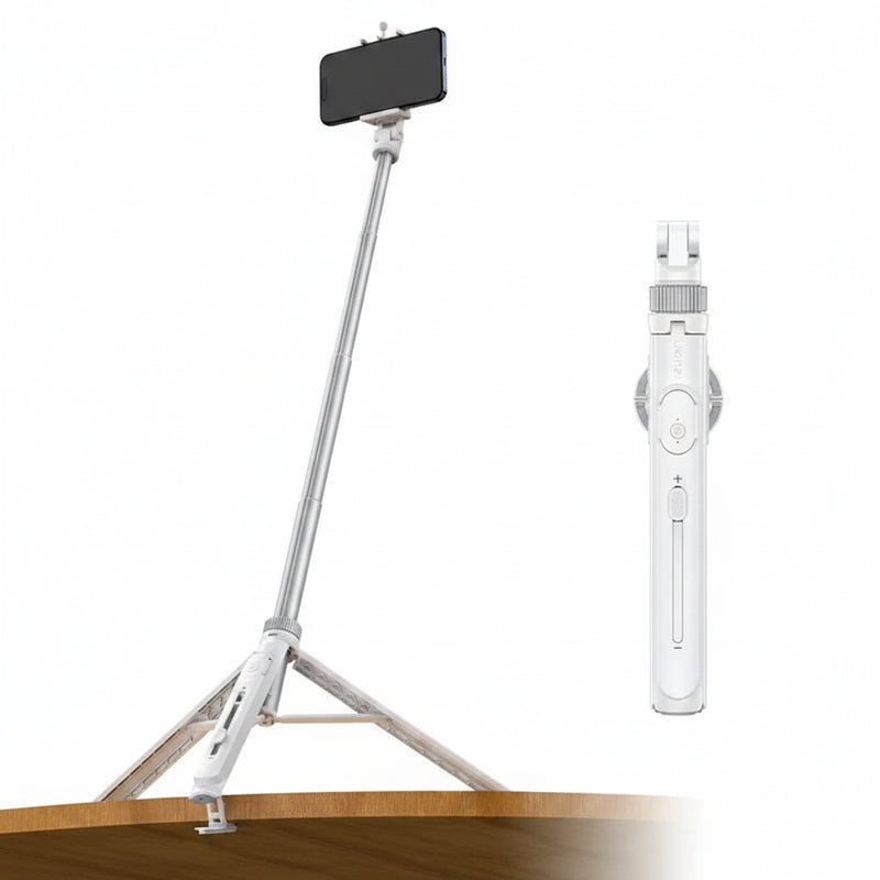 SnapReach 1.44M MagSafe selfie stick fully extended with phone attached for travel content - travel essentials