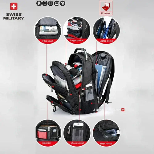 SmartCarry Pro | SWISS 17 Back multi view of pockets - travel gear