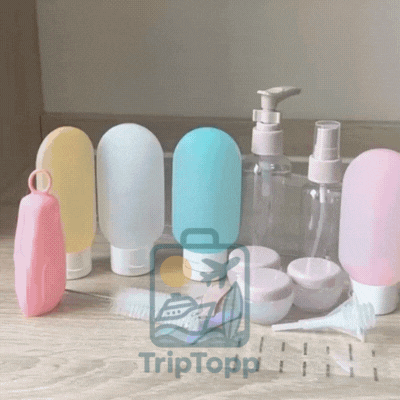Traveller using the Travel Bottles With Storage Bag 11pcs during a trip, demonstrating real-world use - packing organiser