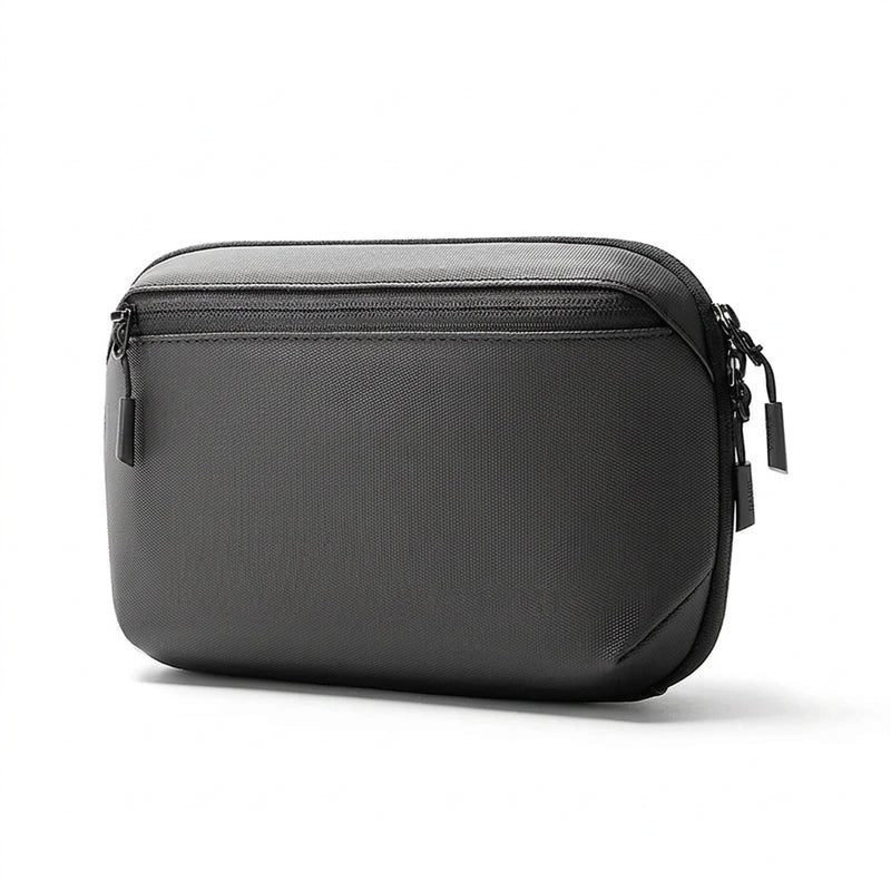 Cable tech pouch open interior compartments cables chargers organised detail