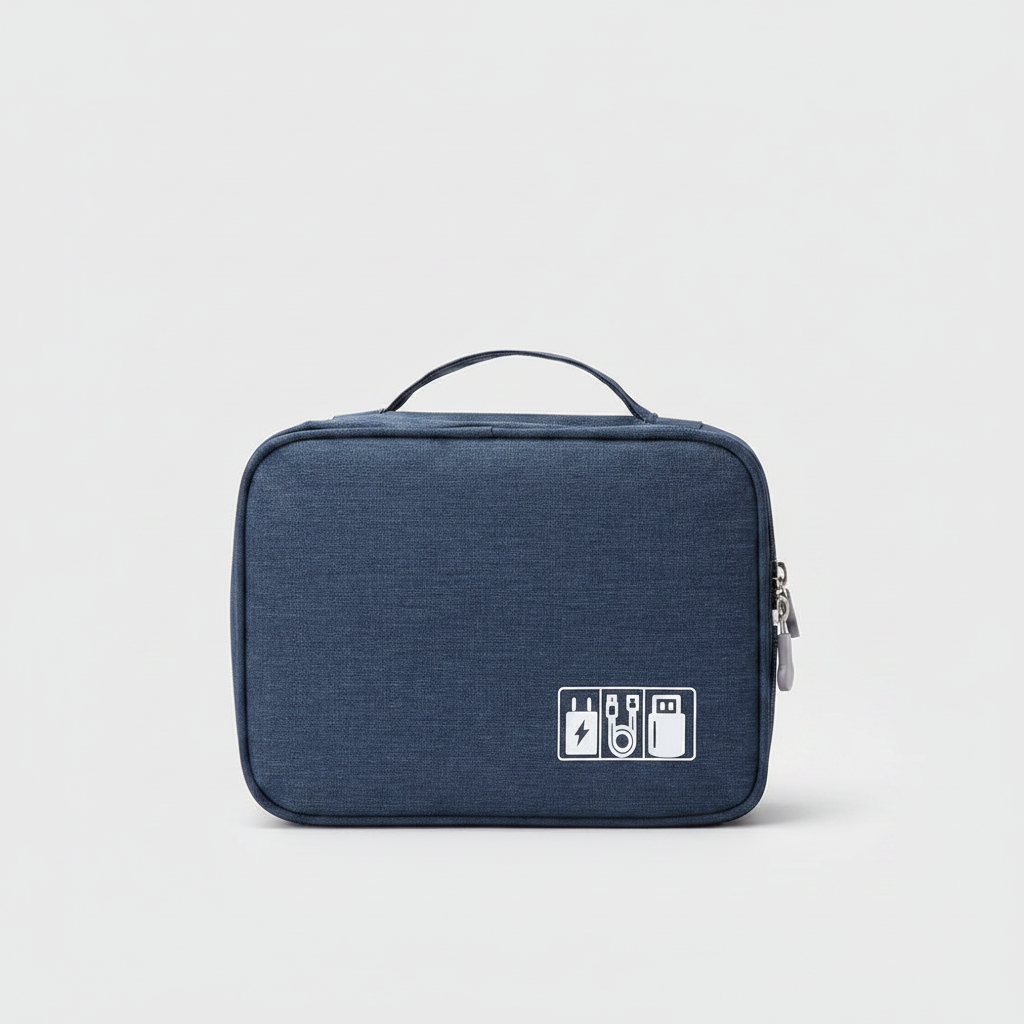 Navy TripTech large tech organiser bag for travel with carry handle