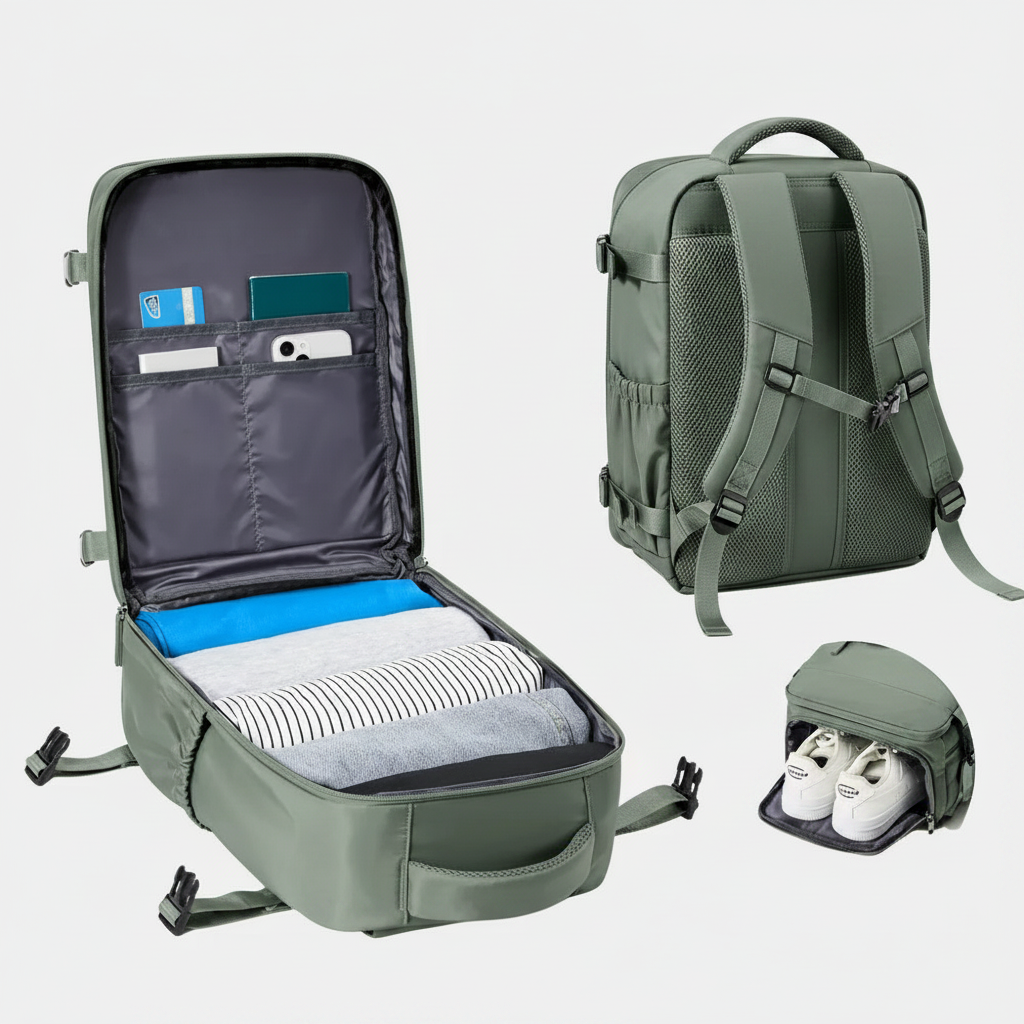 Urban Trip BackPack packed and ready, ideal for carry-on travel - travel gear, perfect for Australian travellers