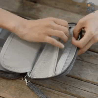 WireWay electronics organiser pouch packed inside carry-on luggage for travel video 2