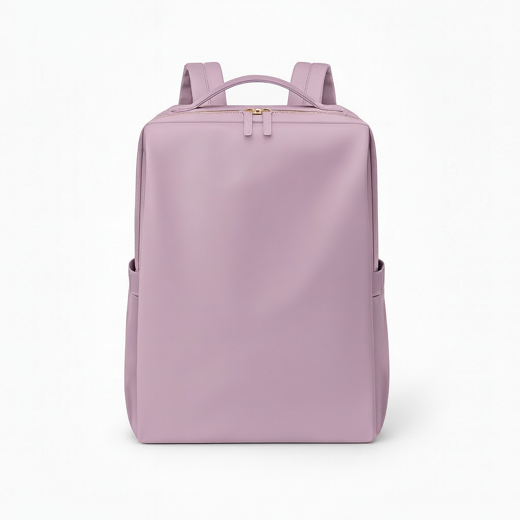 Pink purple backpack on a white background Lightweight compact laptop backpack for work and travel